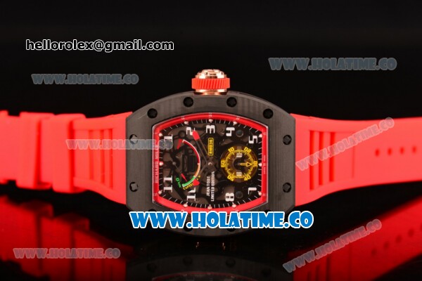 Richard Mille Jean Todt Limited Edition RM 036 Asia Seagull SH Automatic Carbon Fiber Case with Skelton Dial Arabic Numeral Markers and Red Inner Bezel - Click Image to Close